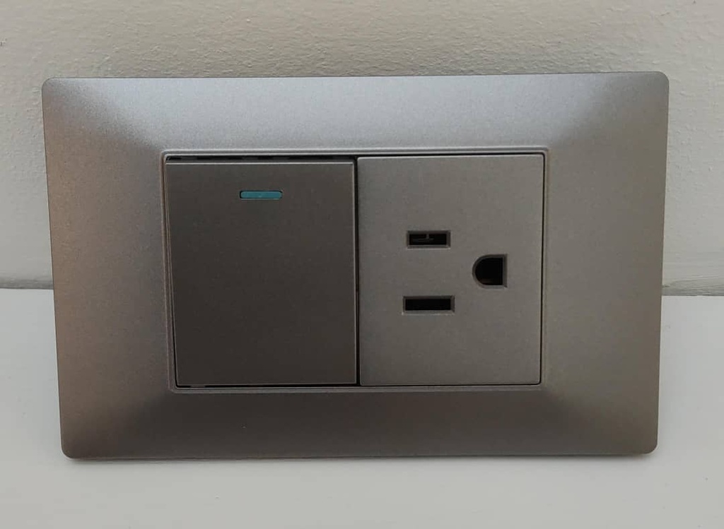 CGTTMC1GR Toma Interruptor - Corriente CURVE (GRIS)