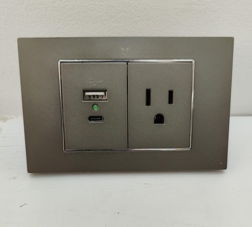 [AGTMJS1USBG] AGTMJS1USBG Toma Corriente con USB ADORA